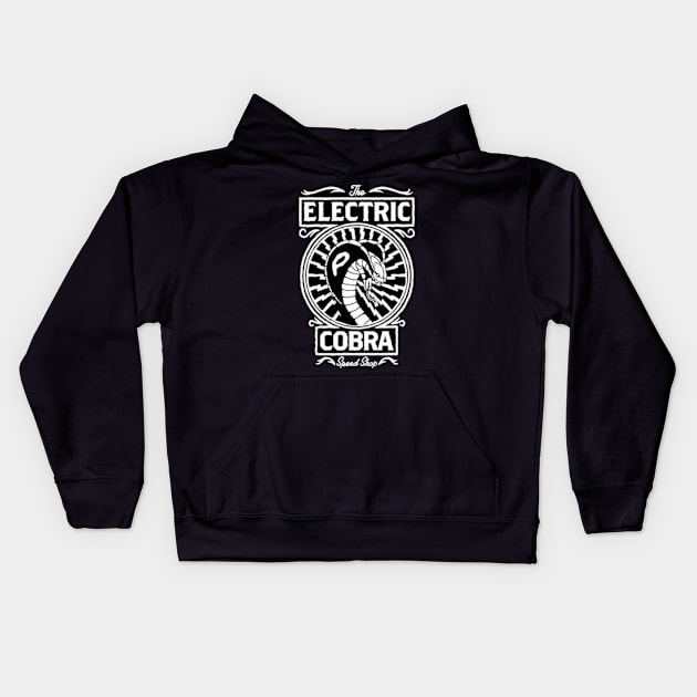 The Electric Cobra Speed Shop Kids Hoodie by CosmicAngerDesign